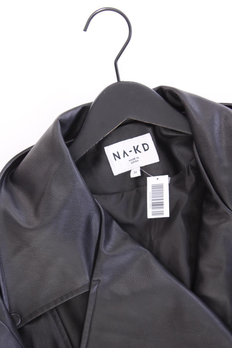 NA-KD Oversize Kunstlederjacke Gr. 34 neuwertig schwarz aus Polyurethan