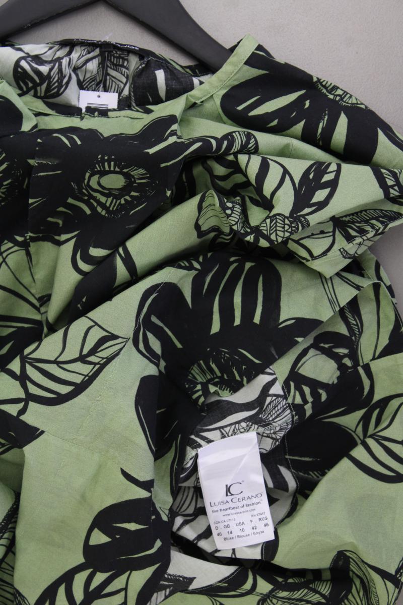 Luisa Cerano Langarmbluse Gr. 40 mit Blumenmuster olivgrün aus Baumwolle