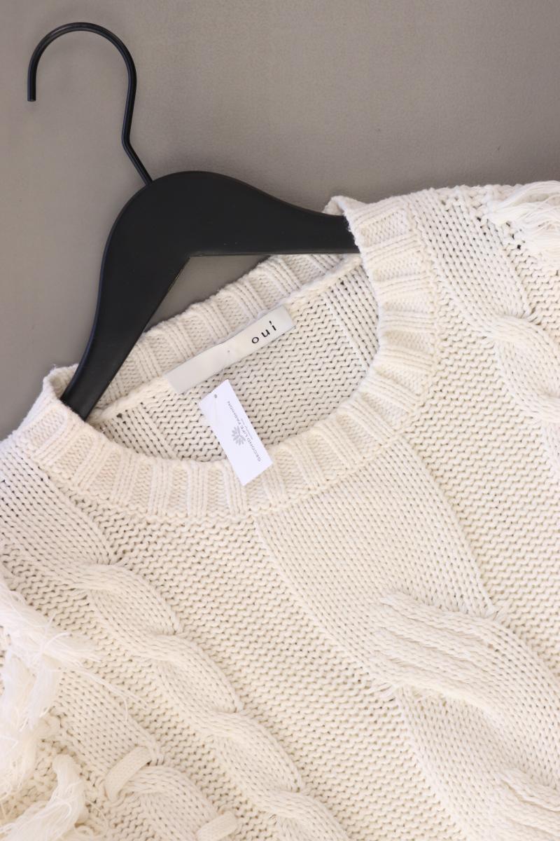 Oui Grobstrickpullover Gr. 40 weiß aus Baumwolle