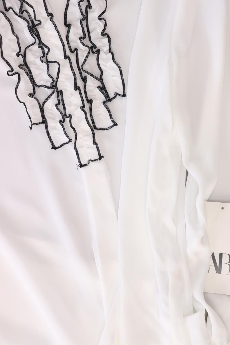 Zara Rüschenbluse Gr. S neu mit Etikett Langarm weiß aus Polyester