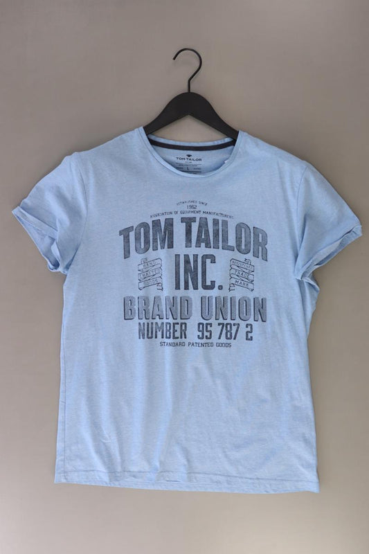 Tom Tailor Printshirt für Herren Gr. L Kurzarm blau aus Baumwolle