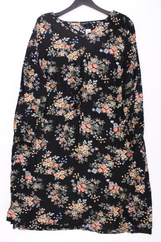 Zizzi Langarmkleid Gr. 50/52 mit Blumenmuster schwarz aus Viskose