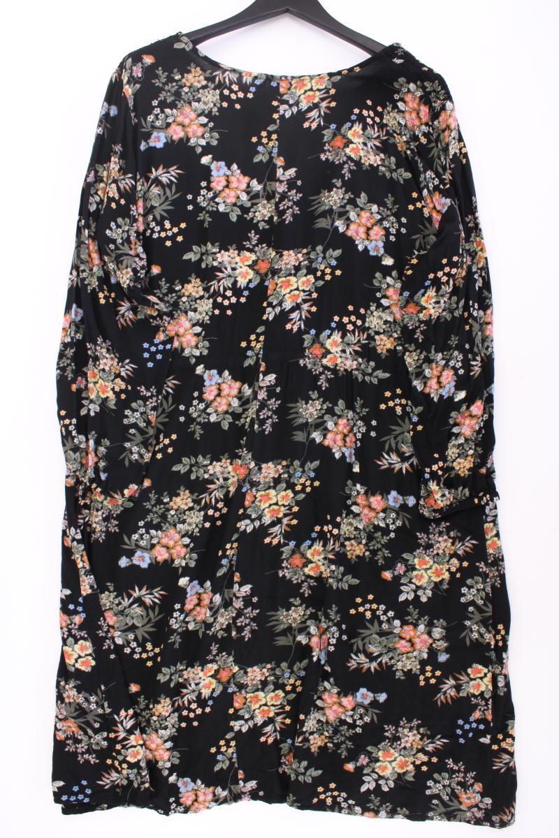 Zizzi Langarmkleid Gr. 50/52 mit Blumenmuster schwarz aus Viskose