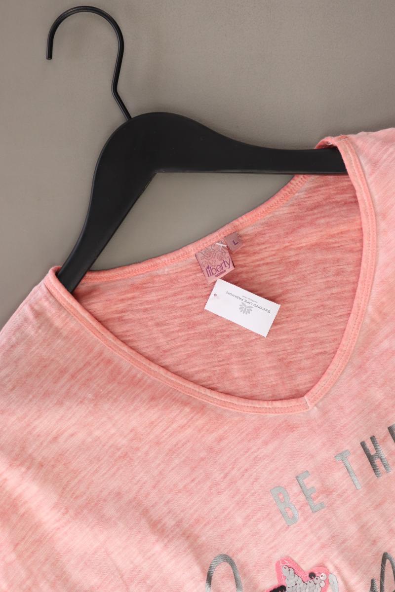 Liberty Printshirt Gr. L Kurzarm orange aus Baumwolle