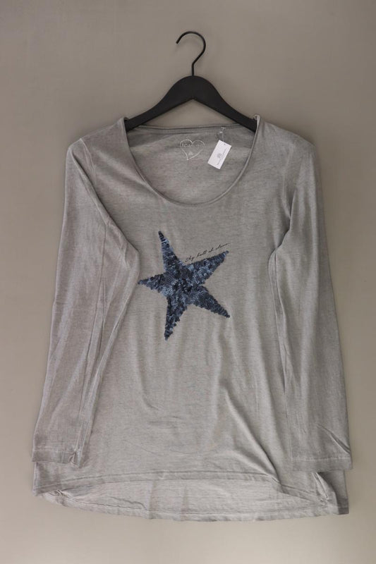 Anne L. Longsleeve-Shirt Gr. 48/50 Langarm mit Pailletten grau aus Baumwolle