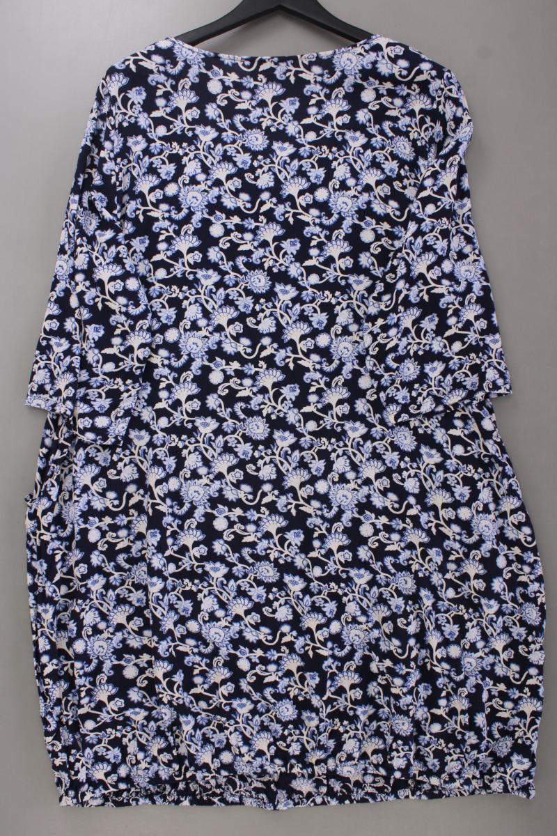 Zizzi Midikleid Gr. 50/52 mit Blumenmuster 3/4 Ärmel blau aus Viskose