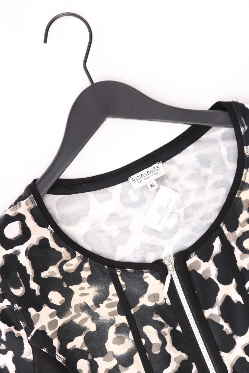 Gina Laura Printshirt Gr. XL mit Tierdruck Kurzarm schwarz aus Viskose