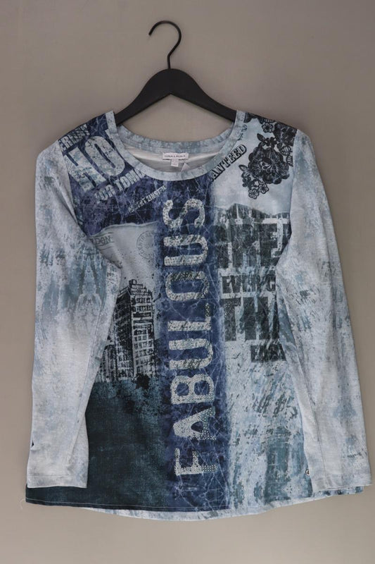 Gina Laura Printshirt Gr. 44/46 Langarm blau aus Polyester