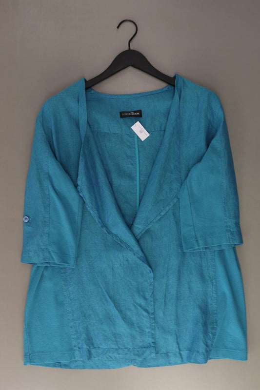 Doris Streich Regular Cardigan Gr. 44 3/4 Ärmel blau aus Leinen