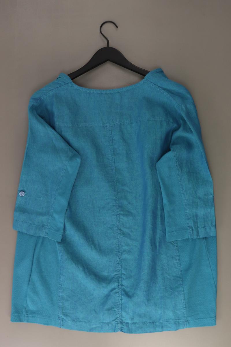 Doris Streich Regular Cardigan Gr. 44 3/4 Ärmel blau aus Leinen