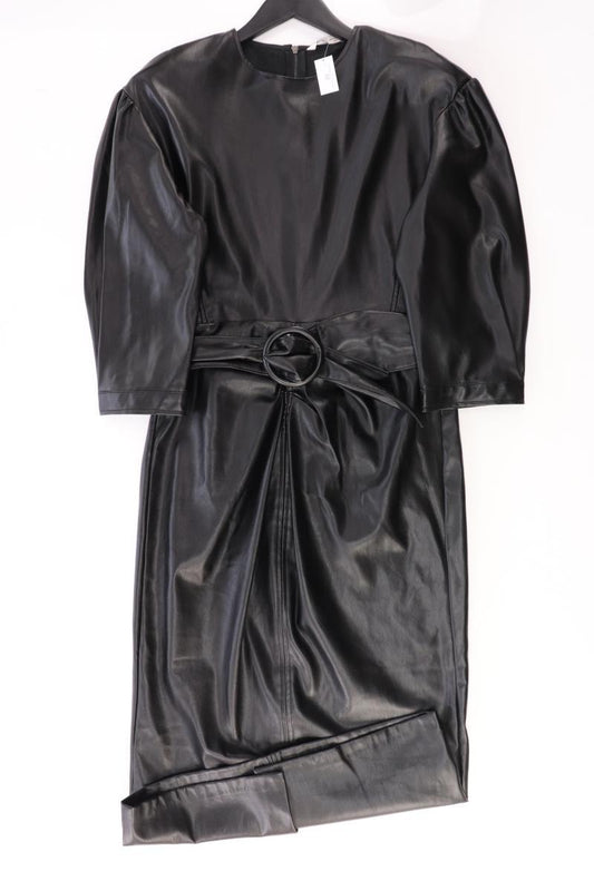 Zara Kunstlederkleid Gr. M neuwertig mit Gürtel 3/4 Ärmel schwarz