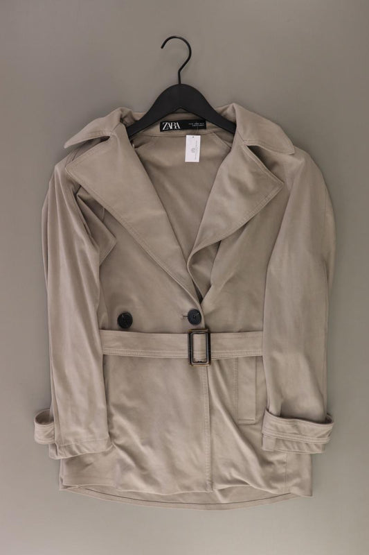 Zara Lange Jacke Gr. XS mit Gürtel grau aus Polyester