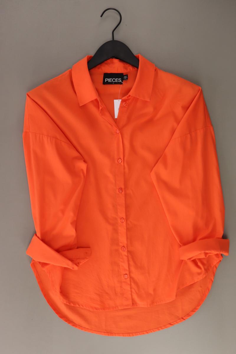 Pieces Oversize-Bluse Gr. S 3/4 Ärmel orange aus Baumwolle