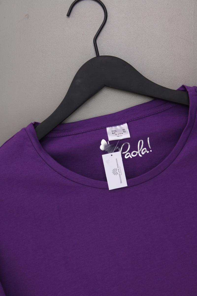 Paola T-Shirt Gr. 50 neuwertig Kurzarm lila aus Baumwolle
