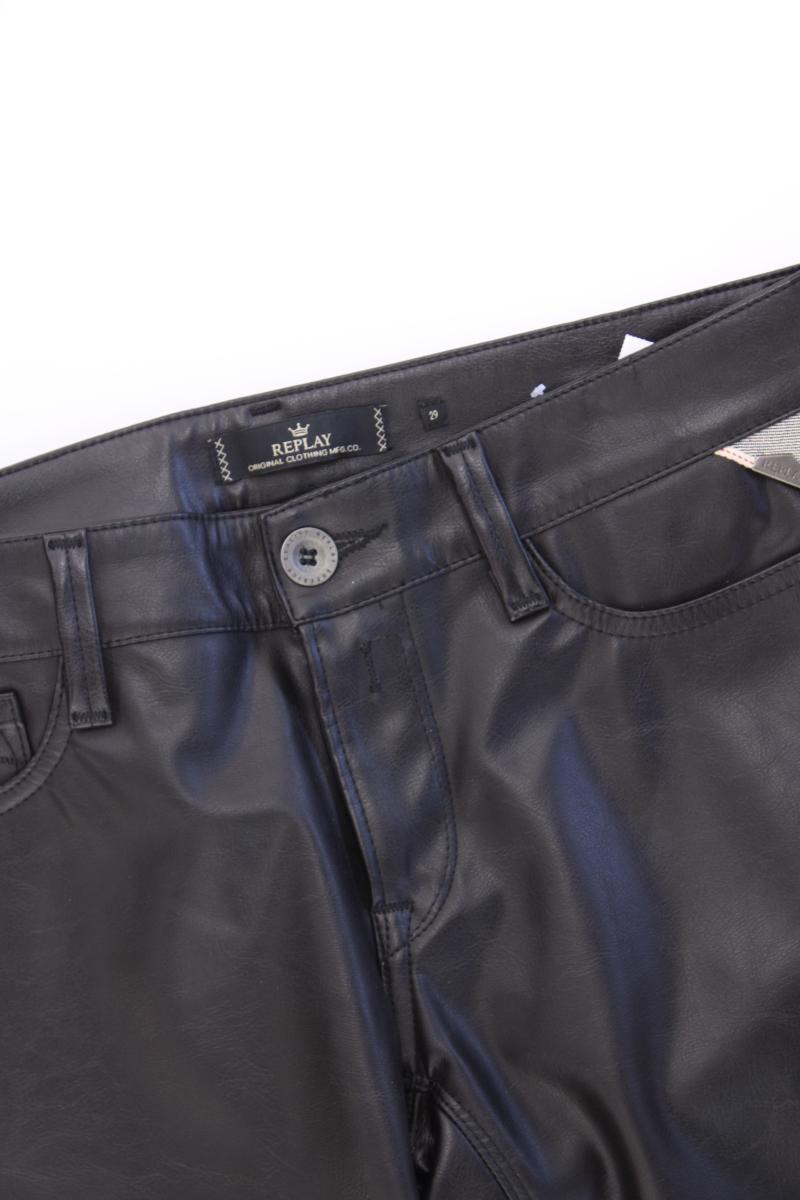 Replay Kunstlederhose Gr. W29 neuwertig schwarz aus Polyurethan