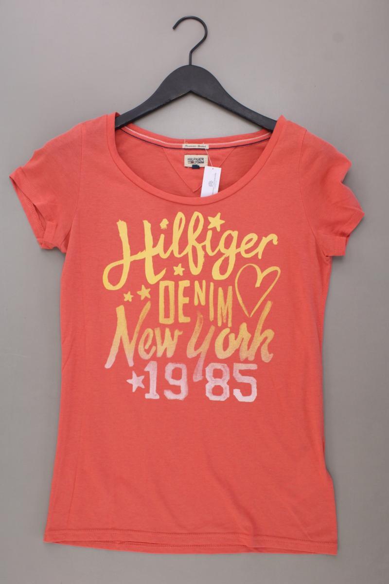 Hilfiger Denim Printshirt Gr. M Kurzarm orange aus Baumwolle