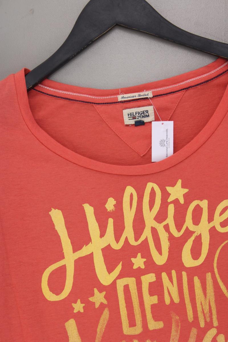 Hilfiger Denim Printshirt Gr. M Kurzarm orange aus Baumwolle