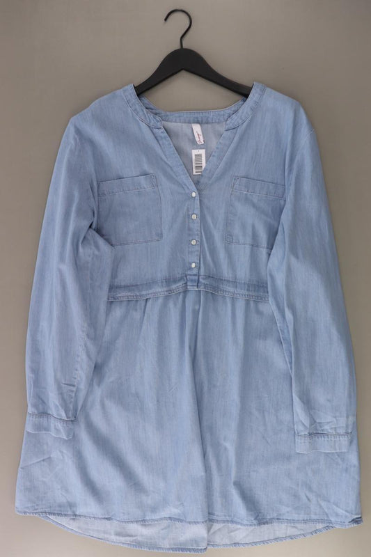 sheego Langarmkleid Gr. 50 blau aus Baumwolle