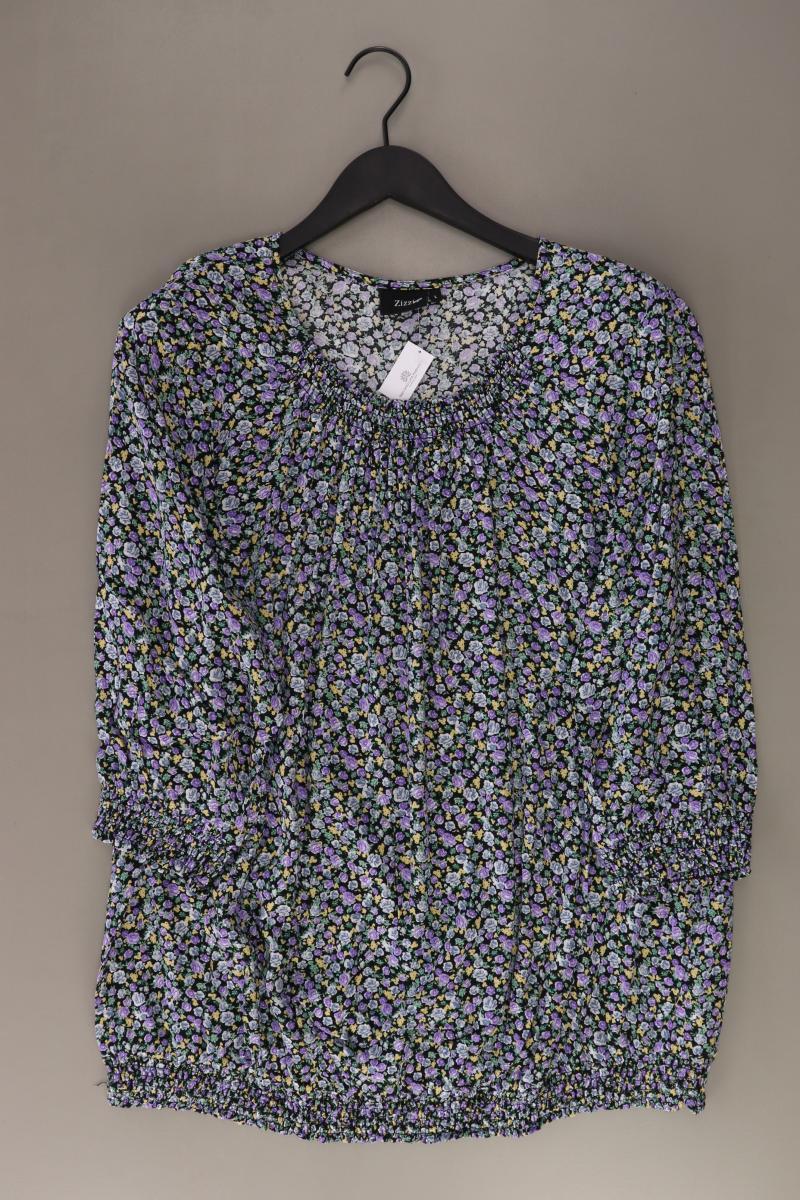 Zizzi Regular Bluse Gr. 50/52 mit Blumenmuster 3/4 Ärmel mehrfarbig aus Viskose