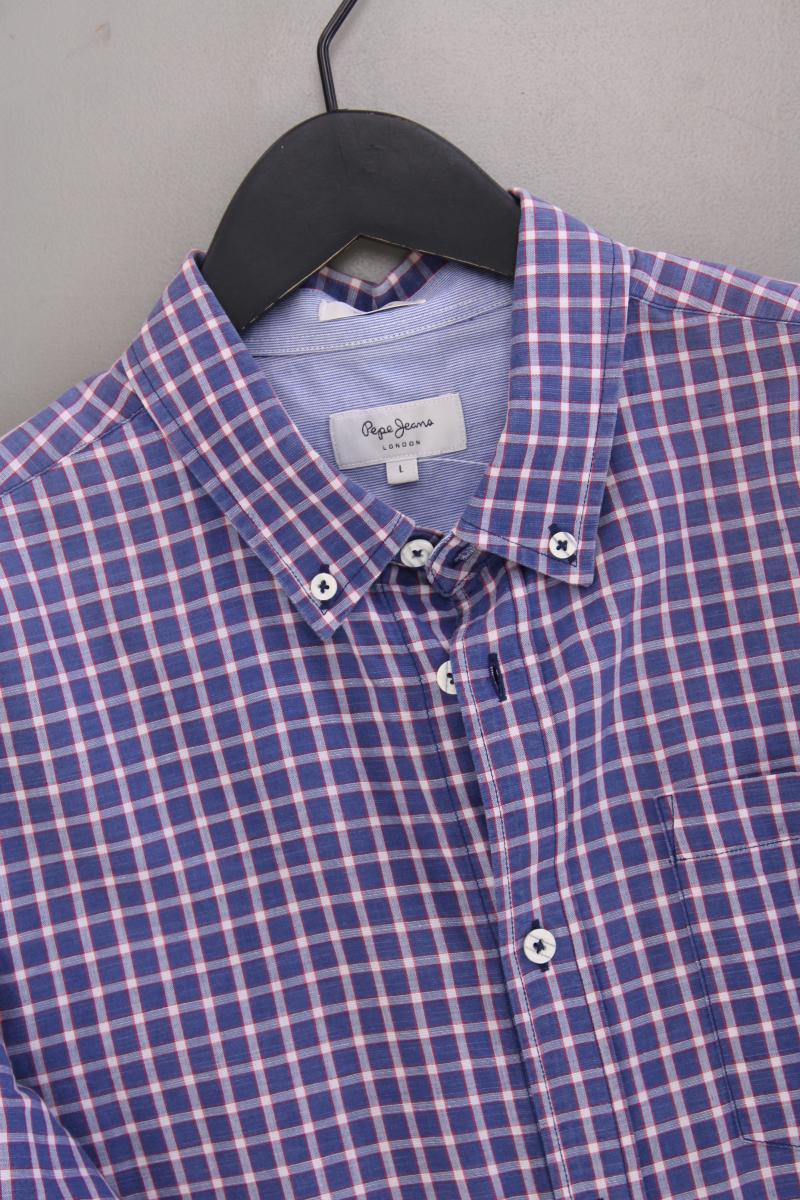 Pepe Jeans Karohemd für Herren Gr. L kariert Langarm blau aus Baumwolle