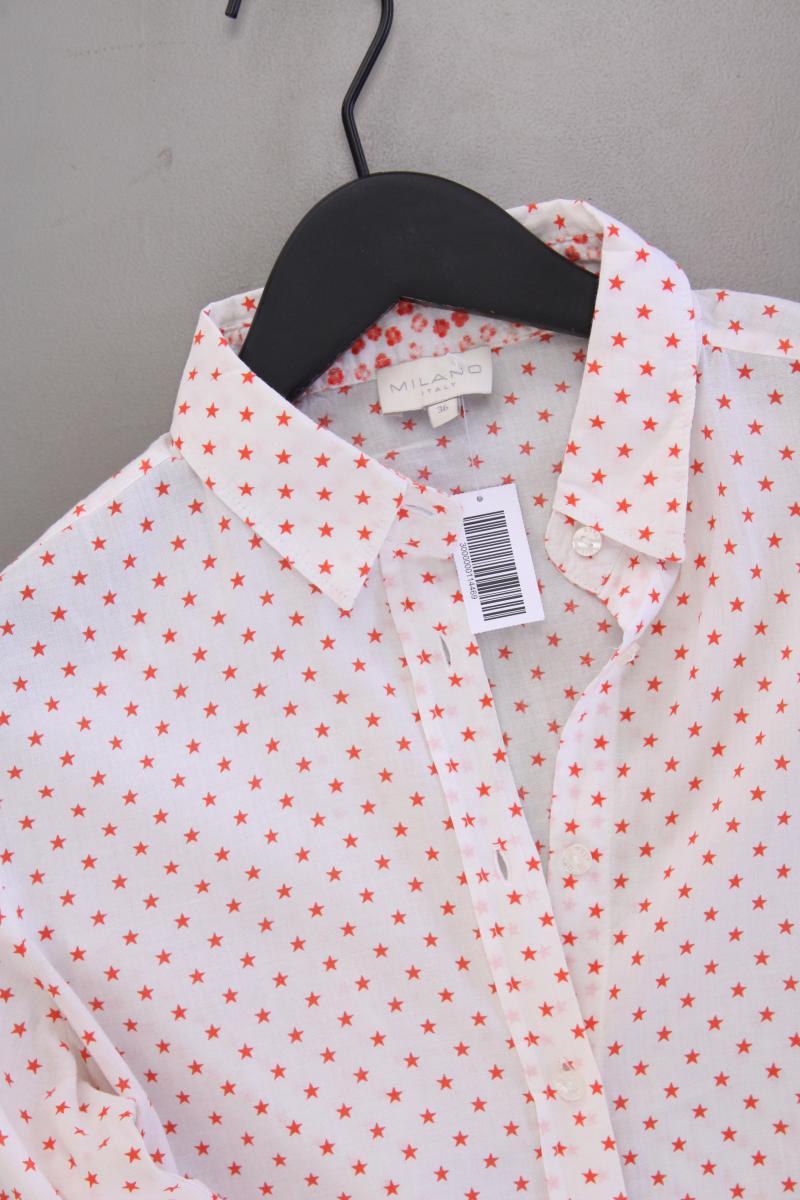Milano Italy Bluse mit Sternenmuster Gr. 36 3/4 Ärmel weiß