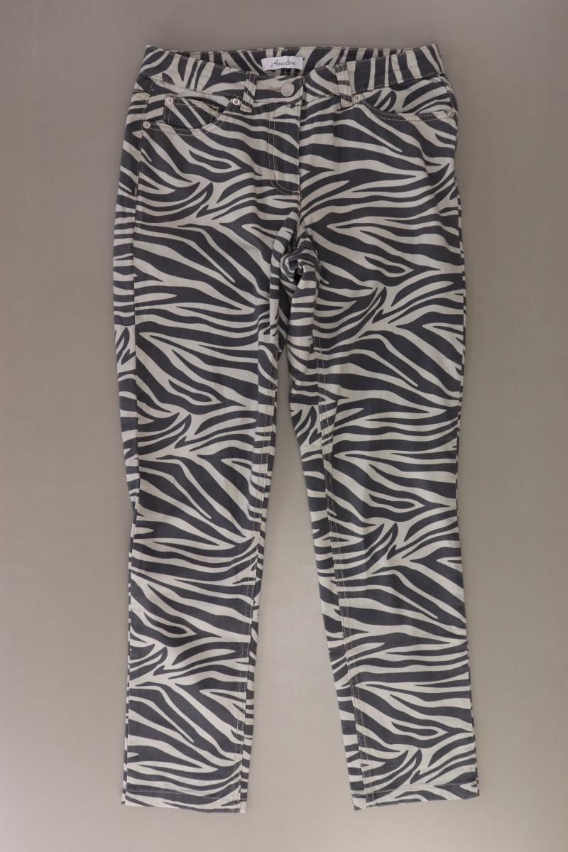 Aniston Hose Gr. 36 mit Tierdruck grau aus Baumwolle
