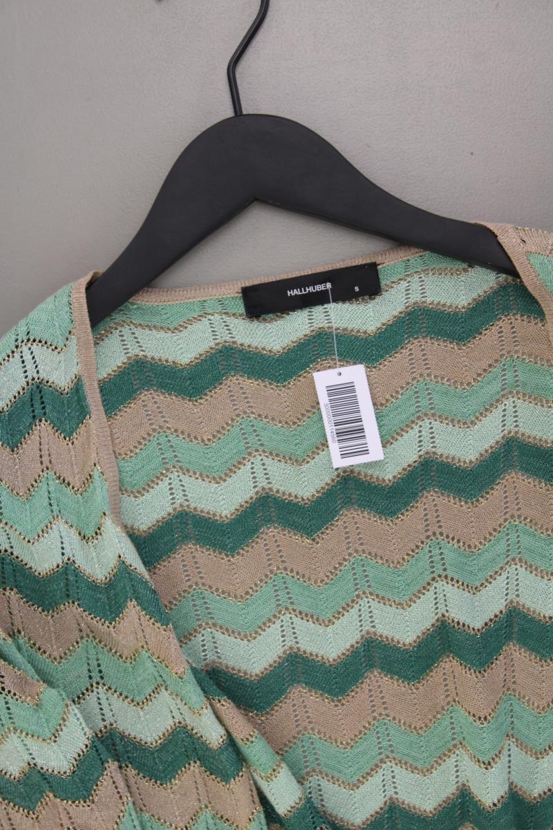 Hallhuber Strickjacke Gr. S gestreift Langarm mit Glitzer grün aus Viskose