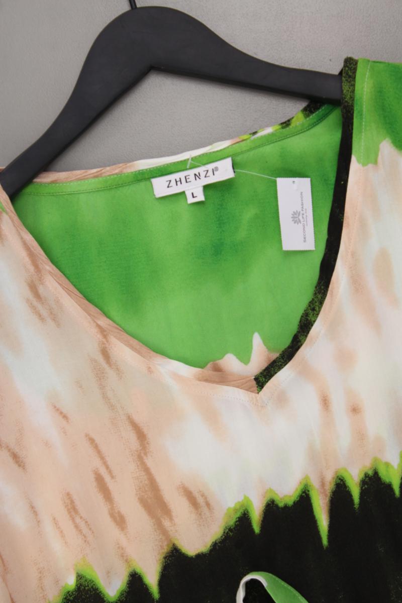 Zhenzi Kurzarmkleid Gr. XXL mit Gürtel mehrfarbig aus Viskose