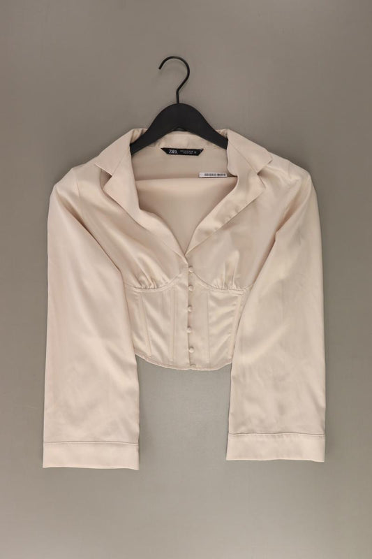 Zara Langarmbluse Gr. S creme aus Polyester