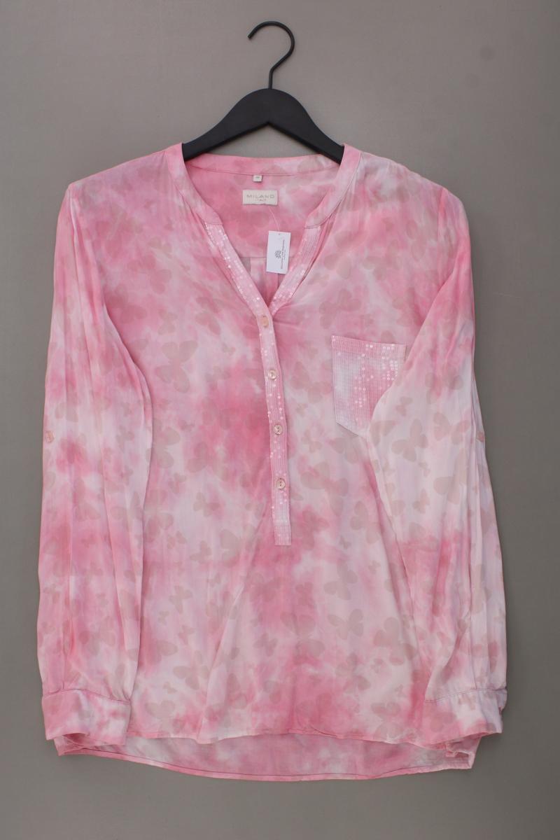 Milano Italy Bluse mit Schmetterlingmuster Gr. 40 Langarm mit Pailletten rosa