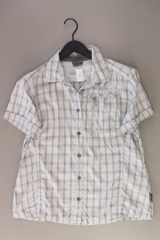 Jack Wolfskin Karobluse Gr. L kariert Kurzarm grau aus Polyester