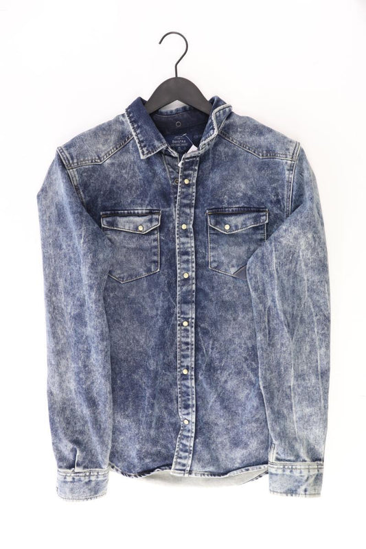Bershka Jeanshemd für Herren Gr. L Langarm blau aus Baumwolle