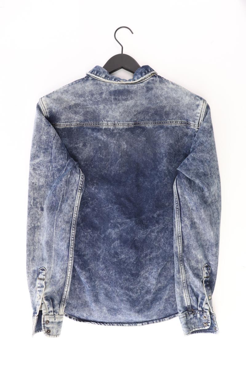 Bershka Jeanshemd für Herren Gr. L Langarm blau aus Baumwolle