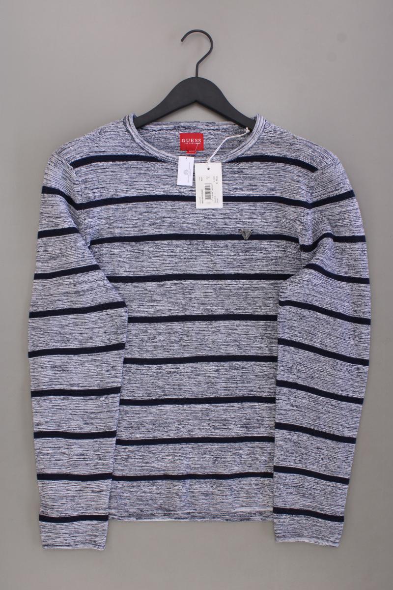 Guess Feinstrickpullover für Herren Gr. L gestreift neu mit Etikett blau