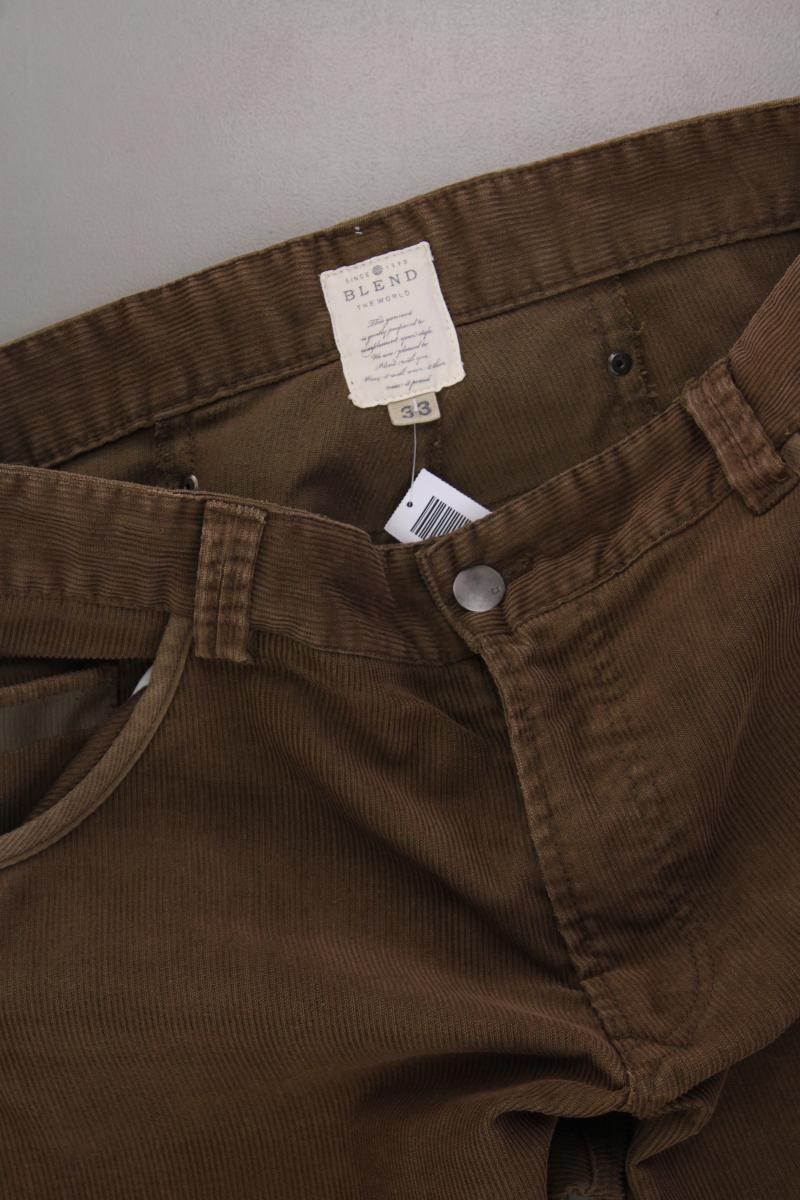 Blend Cordhose für Herren Gr. W33 braun aus Baumwolle