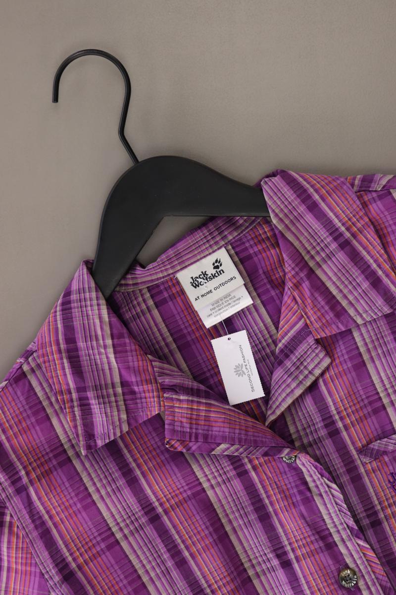 Jack Wolfskin Karobluse Gr. M kariert Kurzarm lila aus Polyester