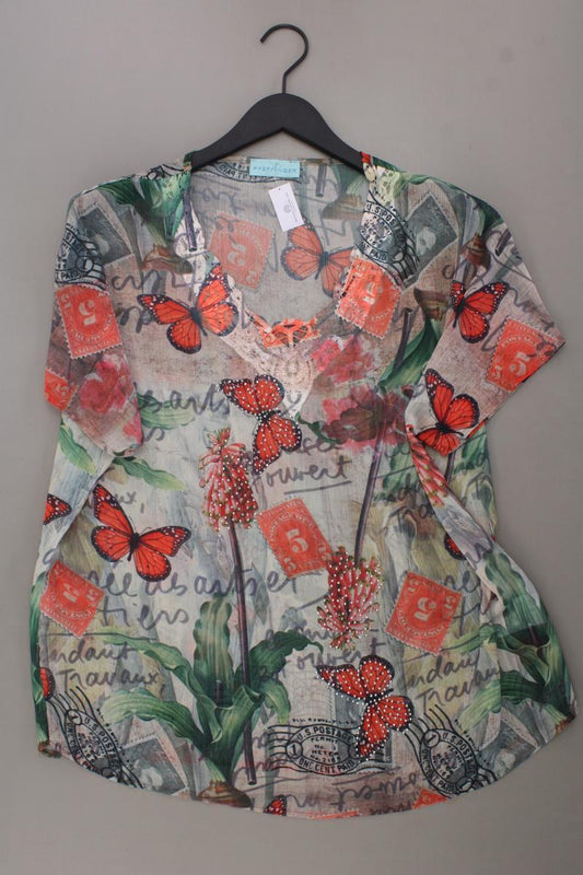 Pfeffinger Kurzarmbluse Gr. 40 mit Blumenmuster mehrfarbig aus Polyester