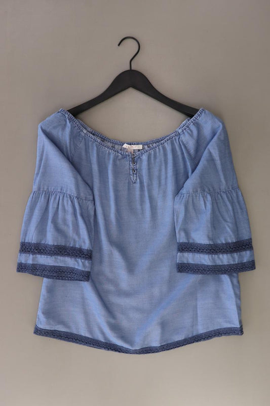 Esprit Regular Bluse Gr. 36 3/4 Ärmel mit Carmen-Ausschnitt blau aus Lyocell