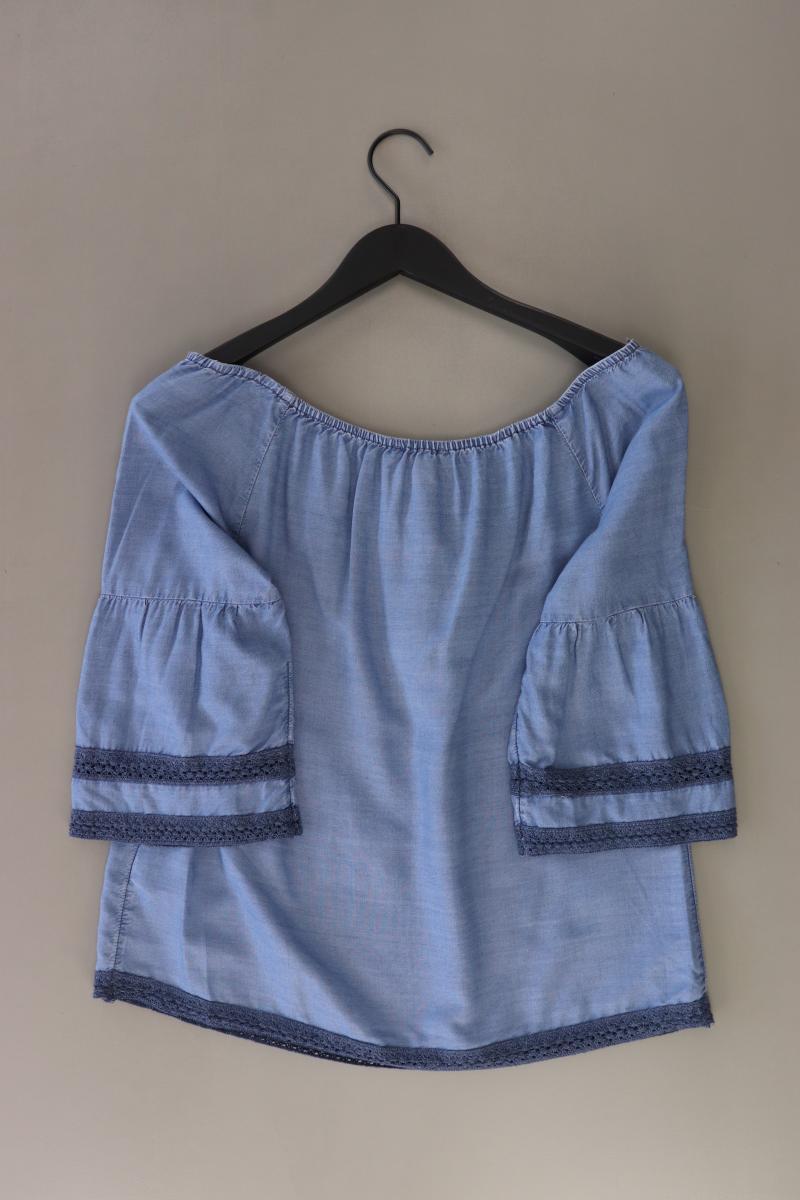 Esprit Regular Bluse Gr. 36 3/4 Ärmel mit Carmen-Ausschnitt blau aus Lyocell