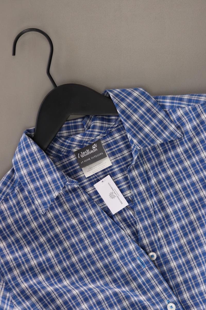Jack Wolfskin Karobluse Gr. M kariert Kurzarm blau aus Polyester