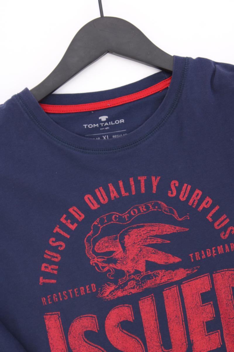 Tom Tailor Printshirt für Herren Gr. XL Kurzarm blau aus Baumwolle