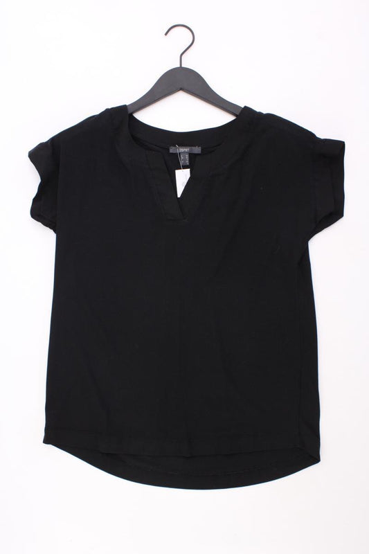 Esprit Shirt mit V-Ausschnitt Gr. XS Kurzarm schwarz aus Lyocell