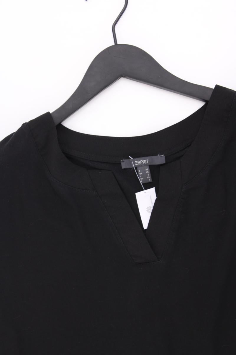 Esprit Shirt mit V-Ausschnitt Gr. XS Kurzarm schwarz aus Lyocell