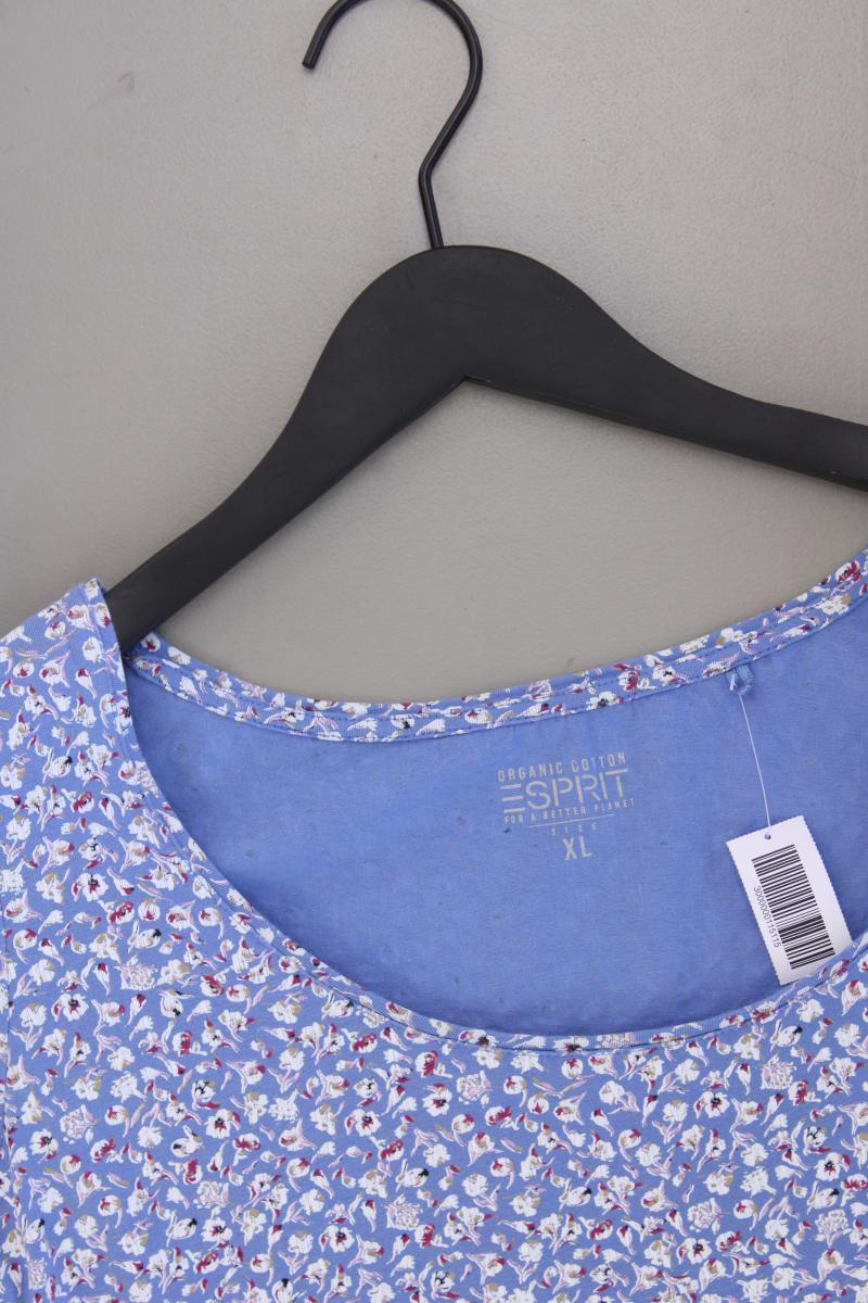 Esprit Printshirt Gr. XL Kurzarm blau aus Baumwolle