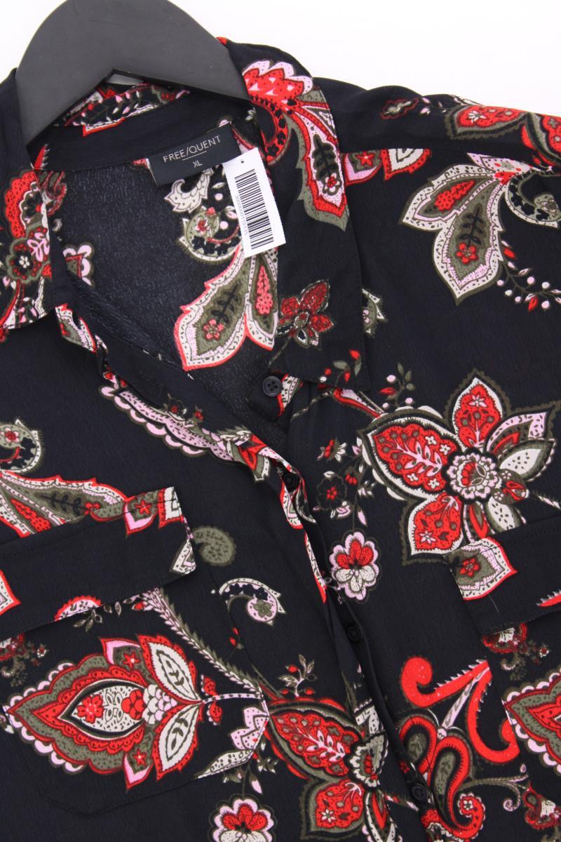 Free/Quent Kurzarmkleid Gr. XL mit Blumenmuster schwarz aus Polyester