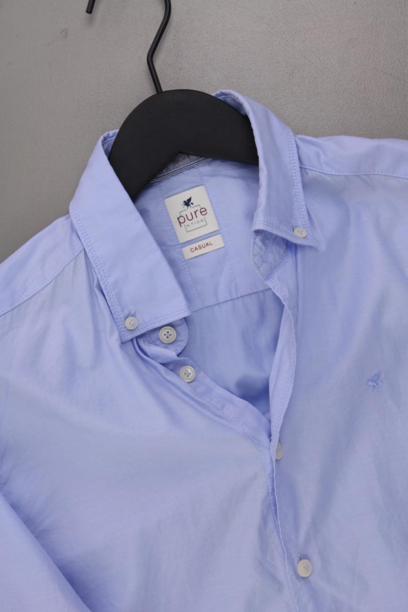 Pure Hatico Langarmhemd für Herren Gr. S blau aus Baumwolle