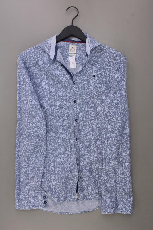 Pure Hatico Langarmhemd für Herren Gr. S blau aus Lyocell