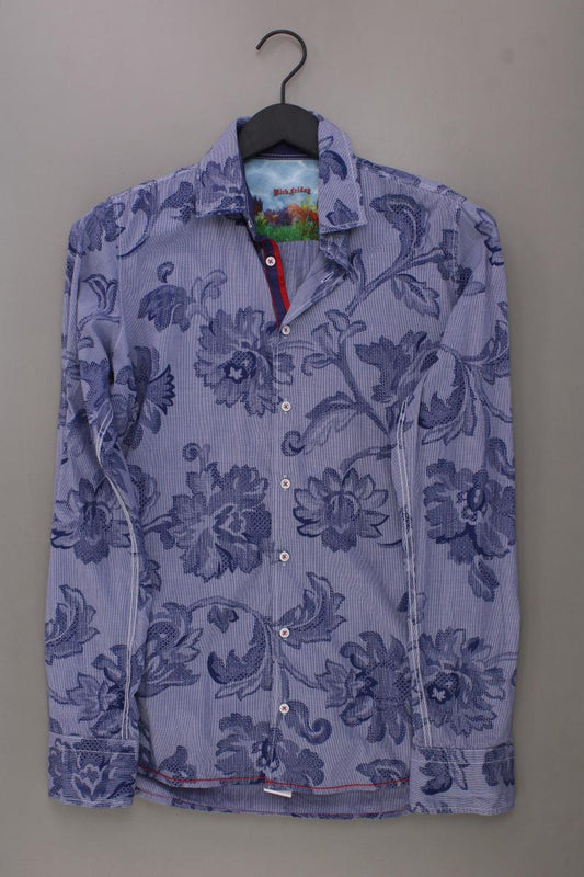 Rich Friday Langarmhemd für Herren Gr. S mit Blumenmuster blau aus Baumwolle