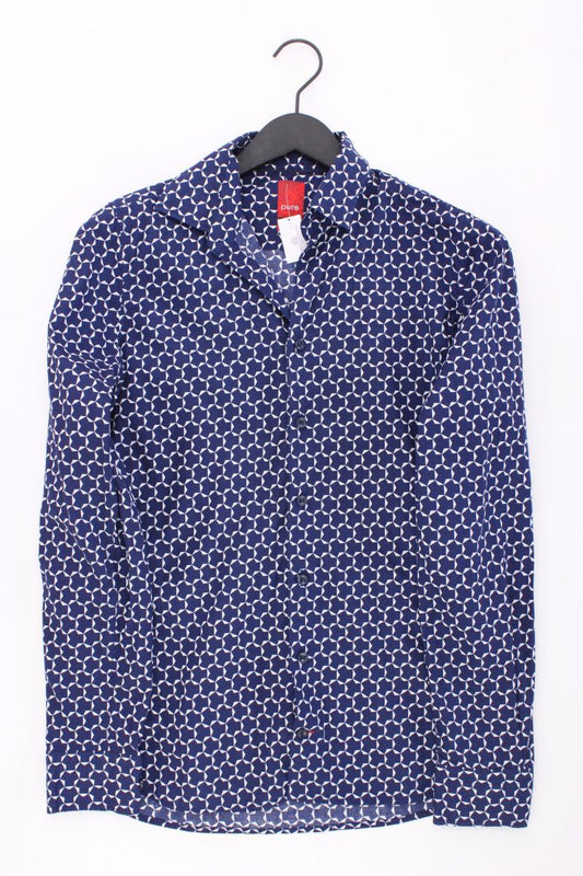 Pure Langarmhemd für Herren Gr. S geometrisches Muster blau aus Baumwolle