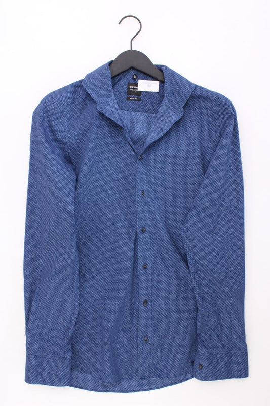Olymp Langarmhemd für Herren Gr. Hemdgröße 38 blau aus Baumwolle